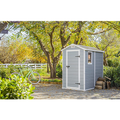 4×6 Resin Outdoor Storage Shed Kit-Perfect to Store Patio Furniture. Garden Tools Bike Accessories. Beach Chairs and Lawn Mower. Grey & White