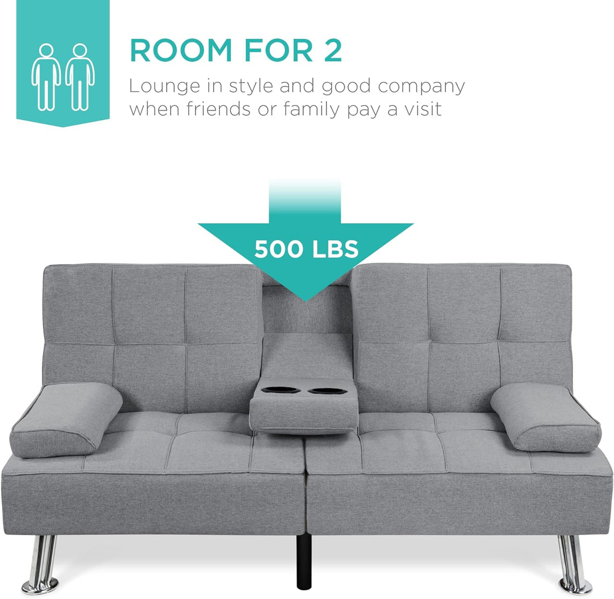 Best Choice Products Linen Upholstered Modern Convertible Folding Futon Sofa