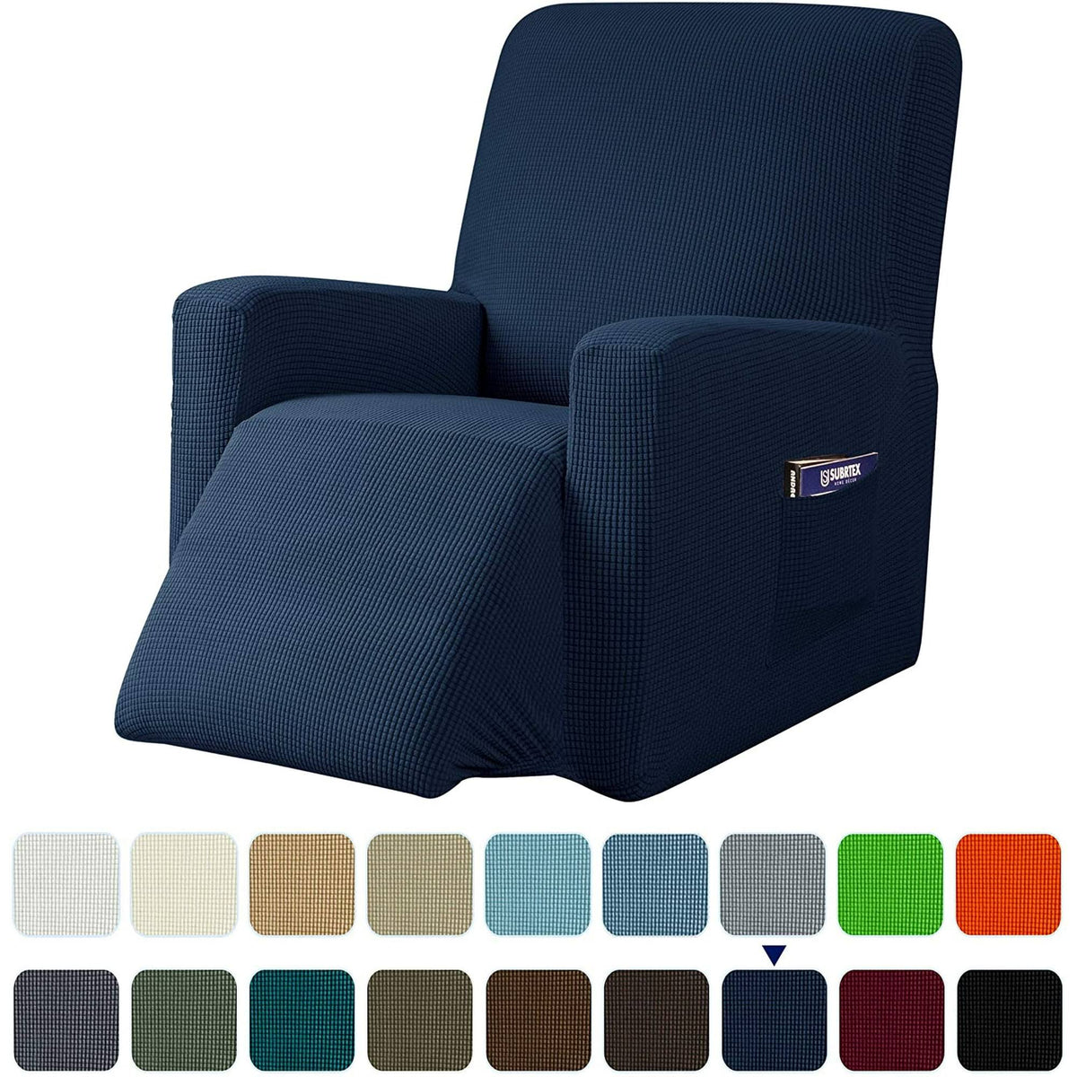 Subrtex Recliner Chair Cover Reversible Recline Sofa Slipcover with Side Pockets (Small. Wine). Red