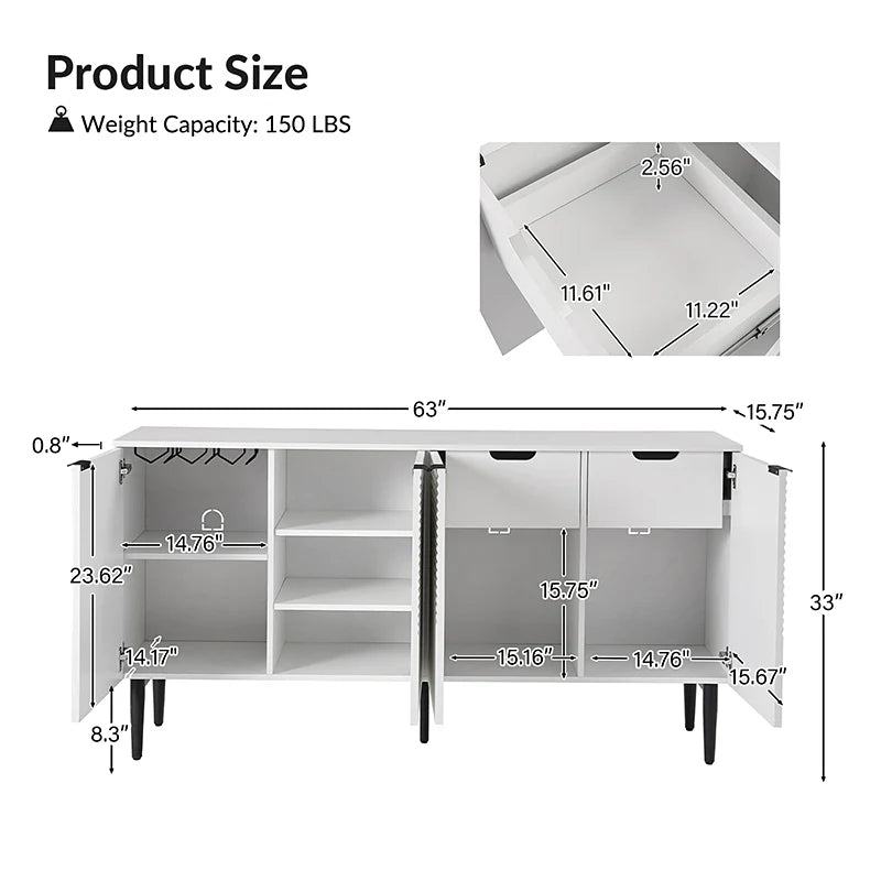 Lasse 63 Wide 4 Door Sideboard