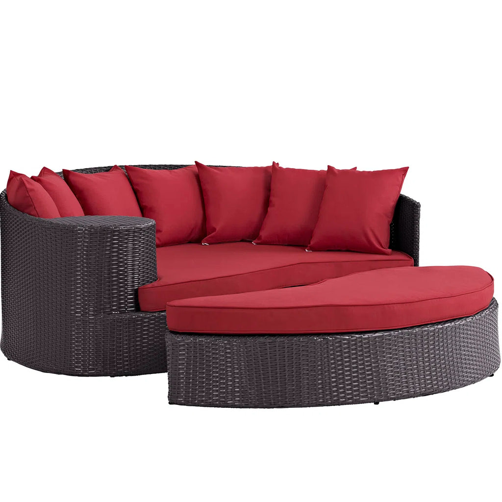 Zehra 79 Wide Outdoor Wicker Patio Daybed with Cushions
