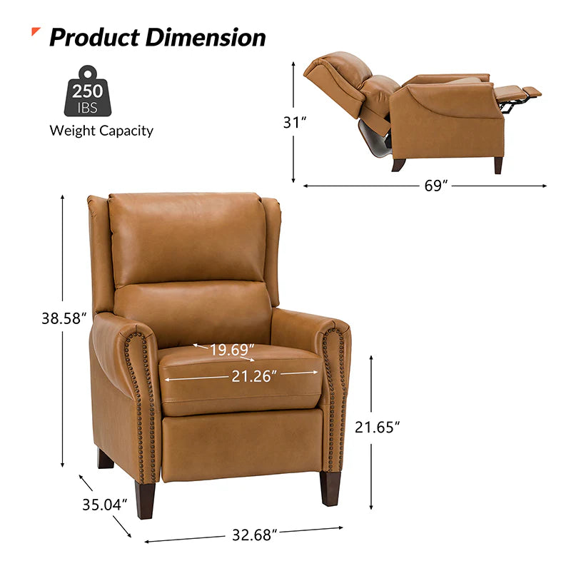 Rosaura 32.68 Wide Genuine Leather Manual Recliner