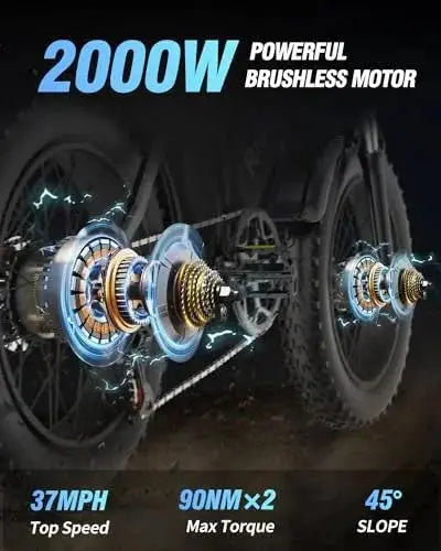 Bopzin Q20PRO Electric Bike – 2000W Dual-Motor Fat-Tire E-Bike. 52V/40Ah Battery
