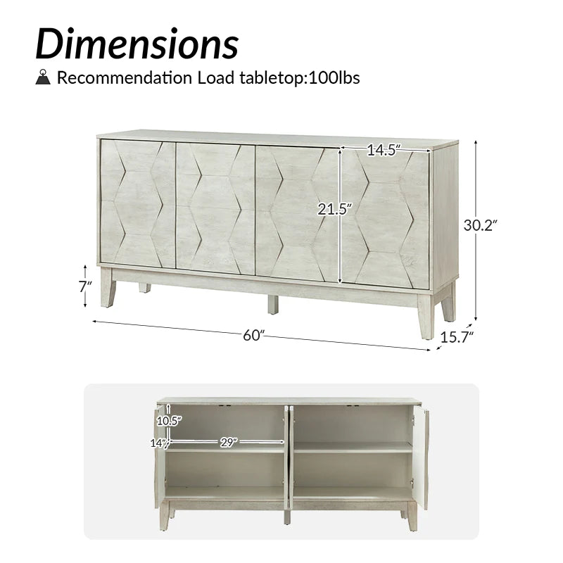 Kamu 60'' Sideboard : Stylish Shoe Storage Cabinet Entryway Solution