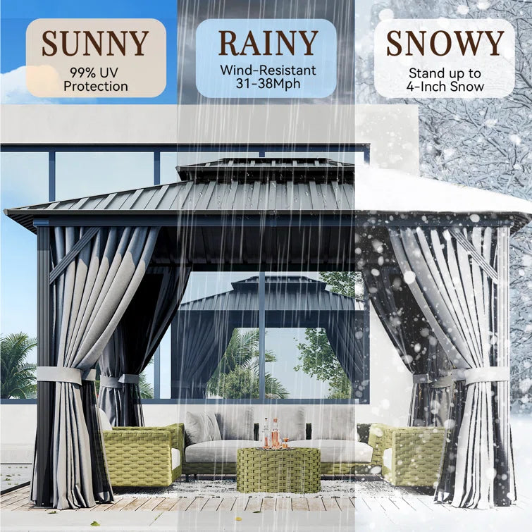 12 Ft. W x 10 Ft. D Metal Patio Gazebo