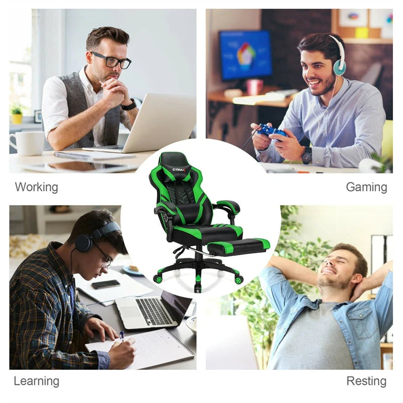 Ergonomic Gaming Chair Recliner with Footrest. Linkage Armrests & Lumbar Support. Big Wide High Back Swivel Video Gaming Office Computer Chair