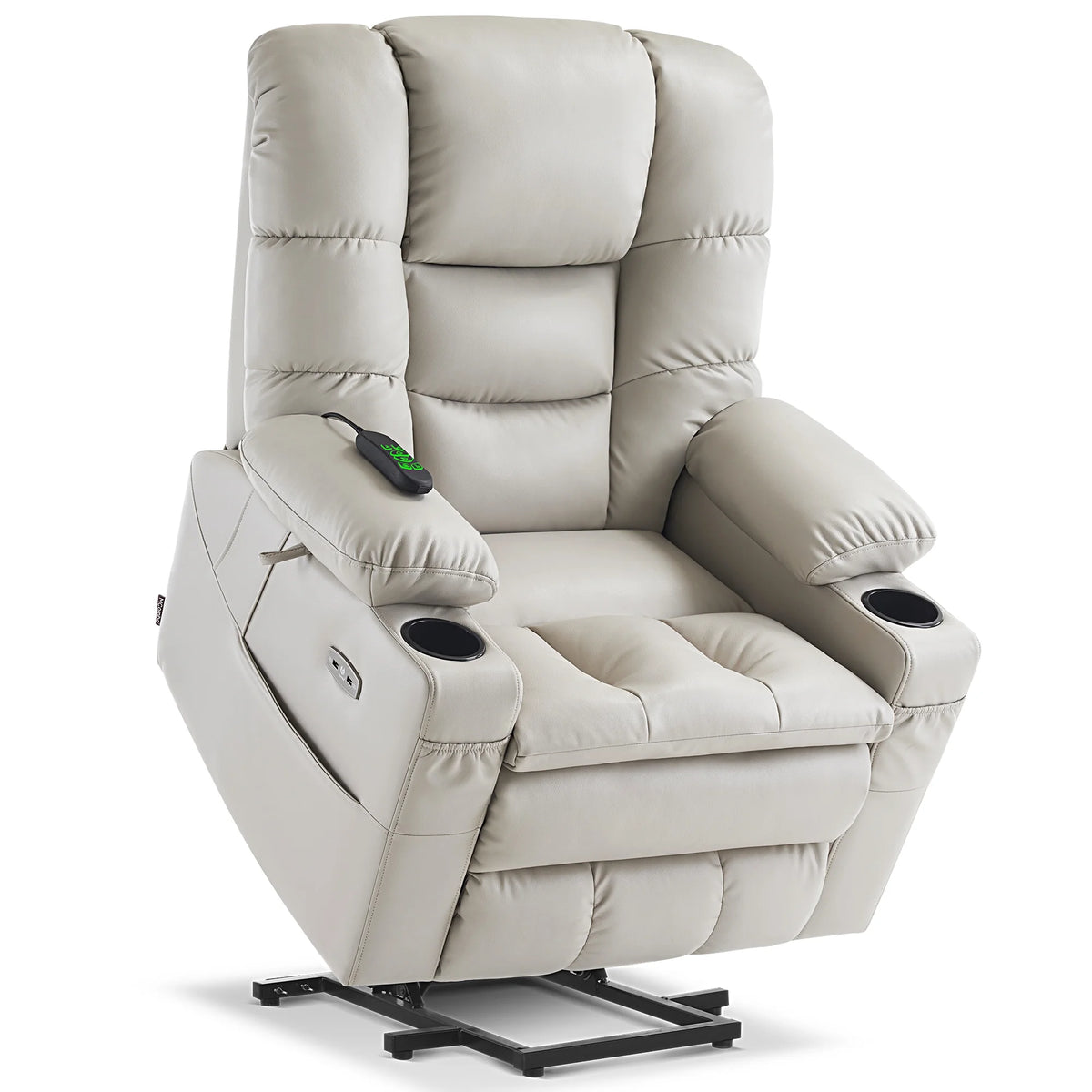 Mcombo Triple Motor Power Lift Recliner for Elderly. Sleep Recliner Sofa with Adjustable Headrest. Faux Leather. Dark Brown