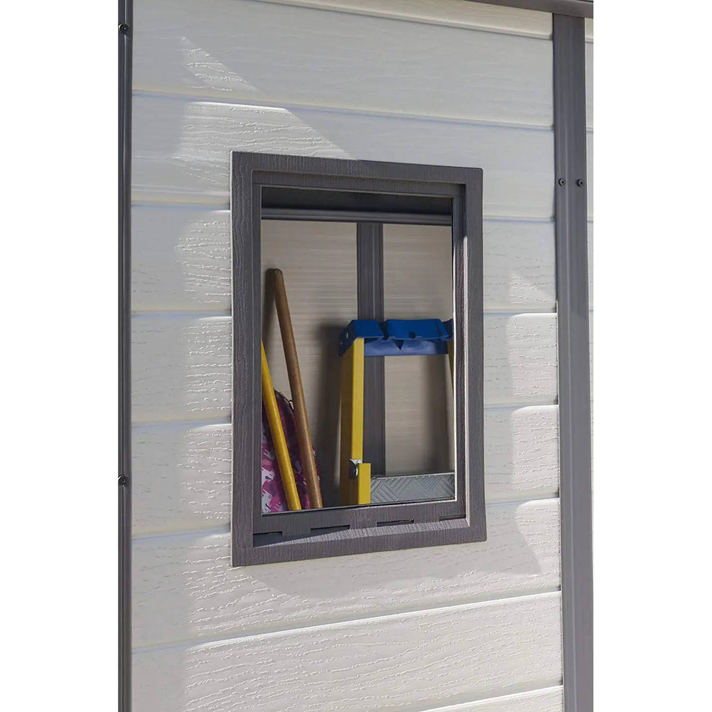 Keter Manor Pent Outdoor Garden Storage Shed. Beige/Brown. 6 x 4 ft