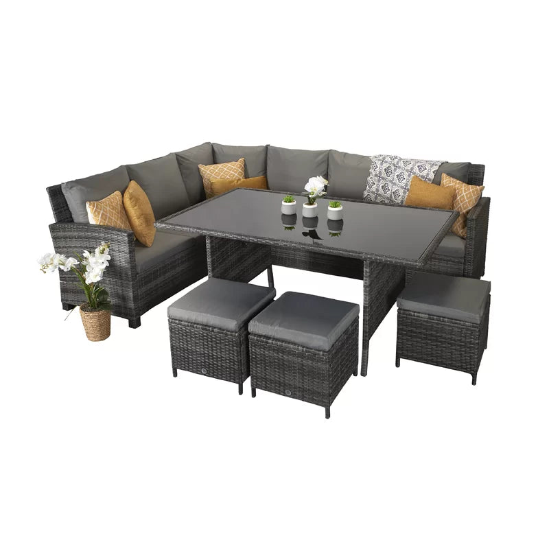 Camila Wicker 9 - Person Garden Lounge Set with Cushions