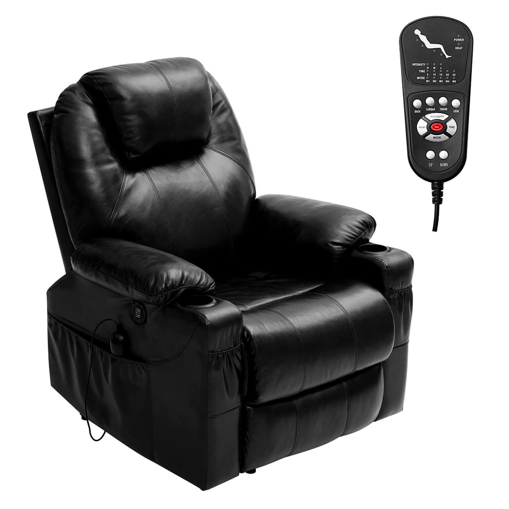 3-Position Power Lift Chair with Heal and Massage Real Leather