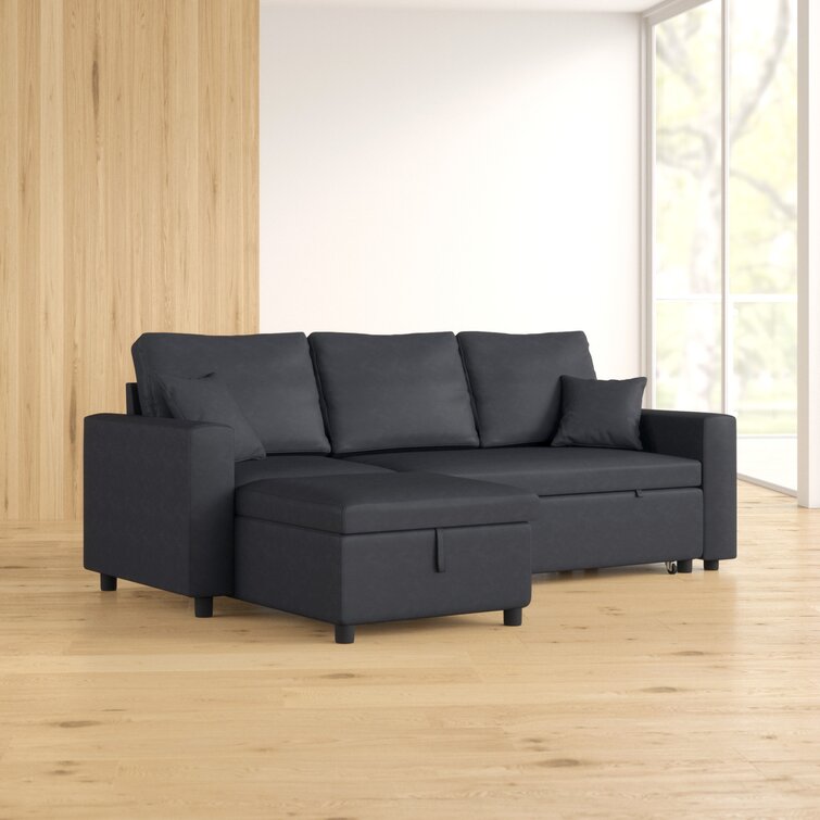 Vernita 87′′ Wide Linen Reversible Sleeper Sofa & Chaise