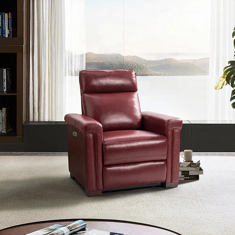 Lea 36.02 Wide Genuine Leather Power Recliner