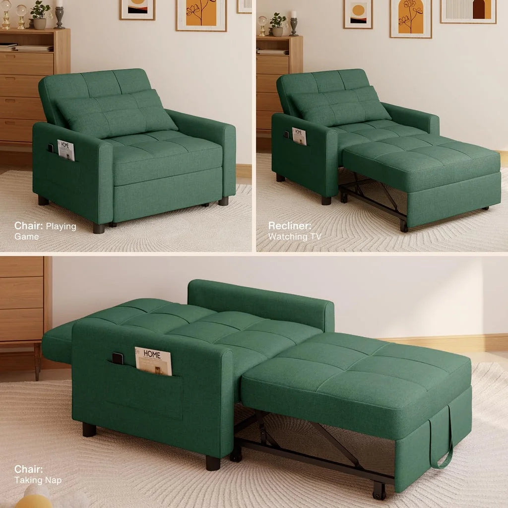 Convertible Sleeper Chair. Aiho 3 - in - 1 Convertible Sofa Bed Recliner Chair with Pull Out Couch - Dark Gray