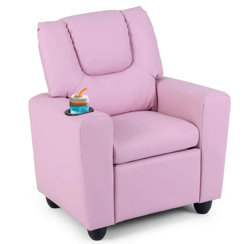 Kids Recliner Chair with Cup Holder & Side Pocket. Adjustable Toddler Lounge Sofa. Ergonomic Children Armchairs for Boys Girls Age 3+. 150lbs