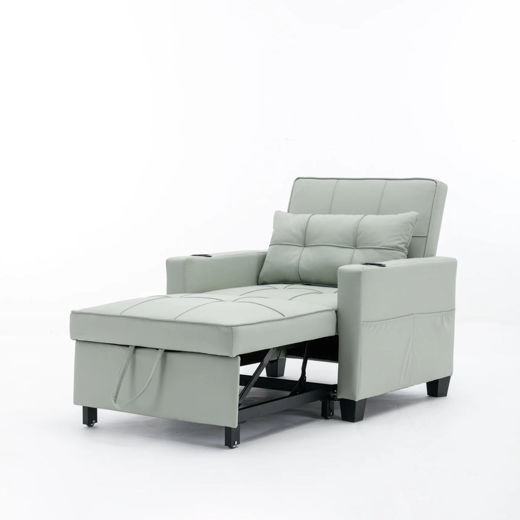 Convertible Futon Sofa Bed. 3 - in - 1 Multi - Functional Sleeper Chair Bed with USB Ports. Adjustable Backrest Recliner. for Living Room Bedroom Small Space. Tech Cloth. Dark Grey