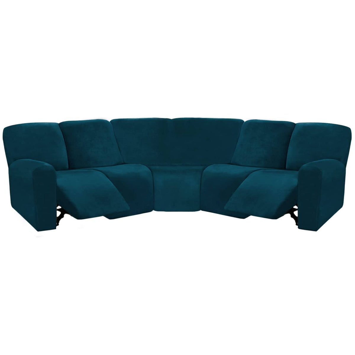 ULTICOR 7-Piece Sectional Recliner Sofa Covers. Velvet Stretch Reclining Couch Covers for Reclining L Shape Sofa. Thick. Soft. Washable (deep Teal.