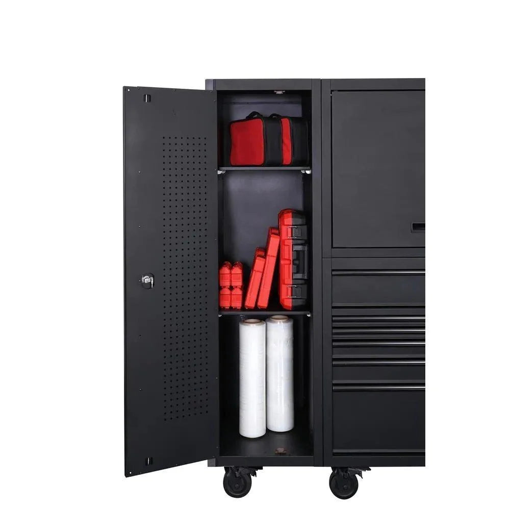 80 in. W 10-Drawer. Deep Combination Tool Chest and Rolling Cabinet Set in Matte Black (3-Piece)