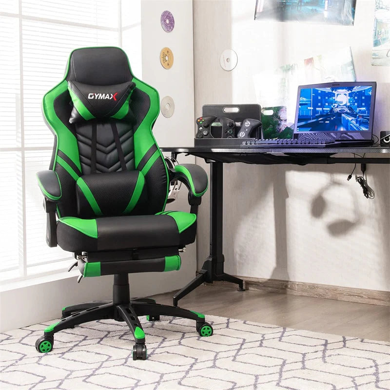 Ergonomic Gaming Chair Recliner with Footrest. Linkage Armrests & Lumbar Support. Big Wide High Back Swivel Video Gaming Office Computer Chair