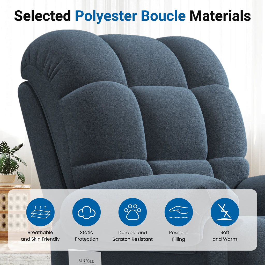 Power Recliner Chair. Electric Recline Sofa Chair for Adults with USB Port. Comfy Teddy Fleece Adjustable Cloud Sofa. Tool - Free Setup. Beige White