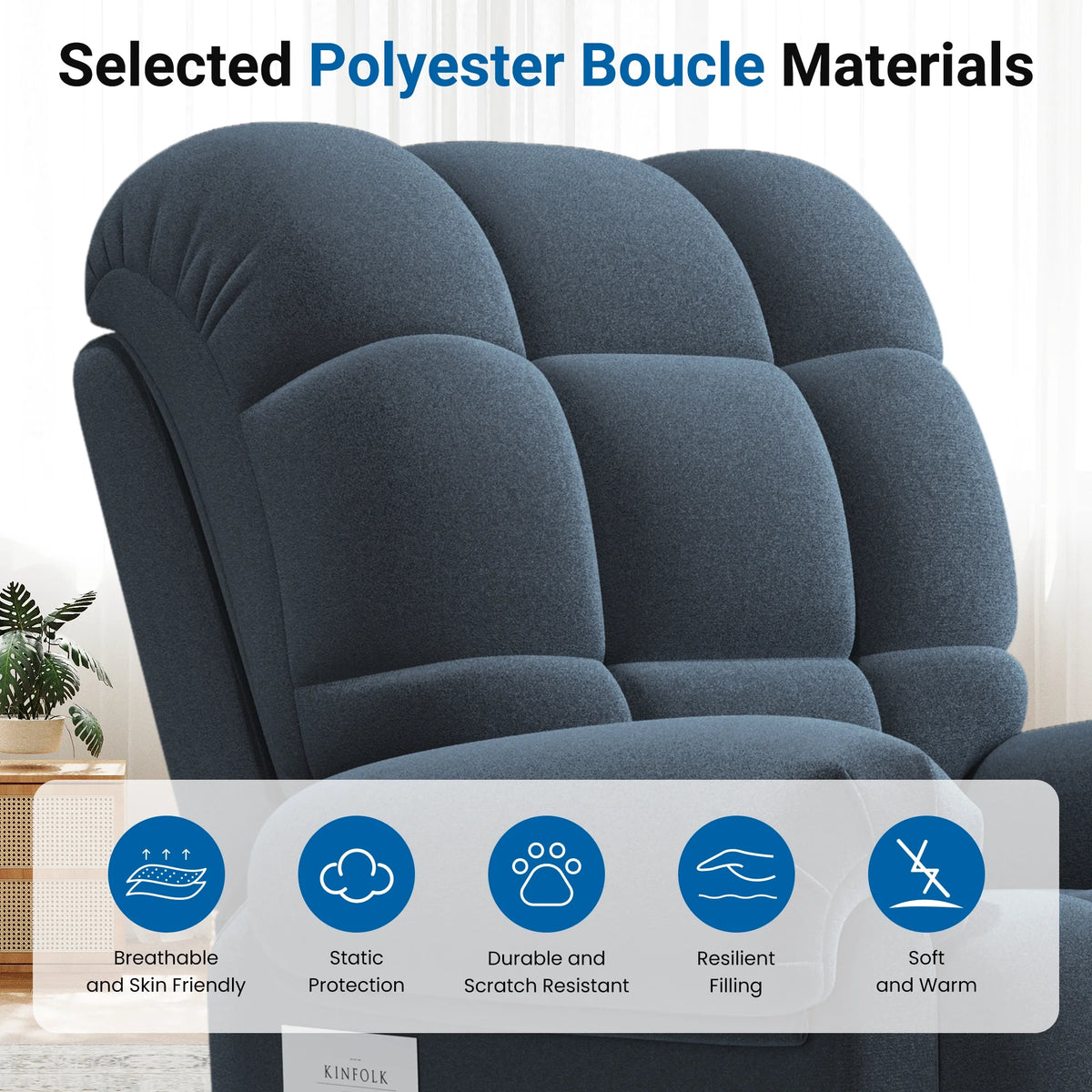 Power Recliner Chair. Electric Recline Sofa Chair for Adults with USB Port. Comfy Teddy Fleece Adjustable Cloud Sofa. Tool - Free Setup. Beige White