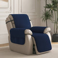 Subrtex 1-Piece Reversible Quilted Recliner Chair Cover with Elastic Adjustable Strap.Small. Navy. Size Two Sizes for The Perfe