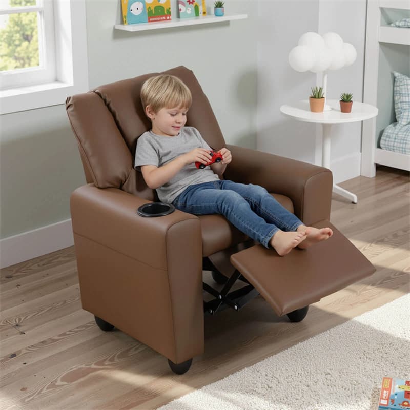 Kids Recliner Chair with Cup Holder & Side Pocket. Adjustable Toddler Lounge Sofa. Ergonomic Children Armchairs for Boys Girls Age 3+. 150lbs