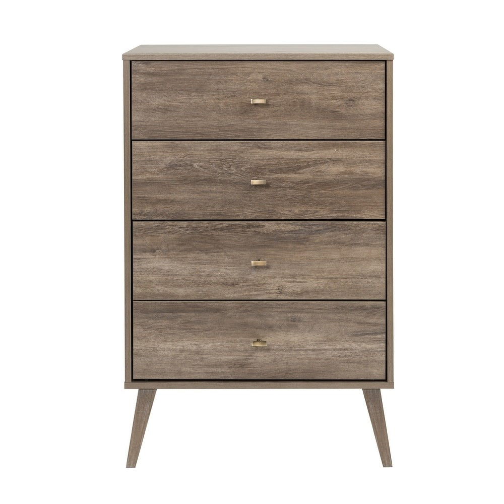 Prepac Milo Mid-Century Modern 4 Drawer Chest of Drawers. Contemporary Bedroom Furniture. Small Dresser for Bedroom