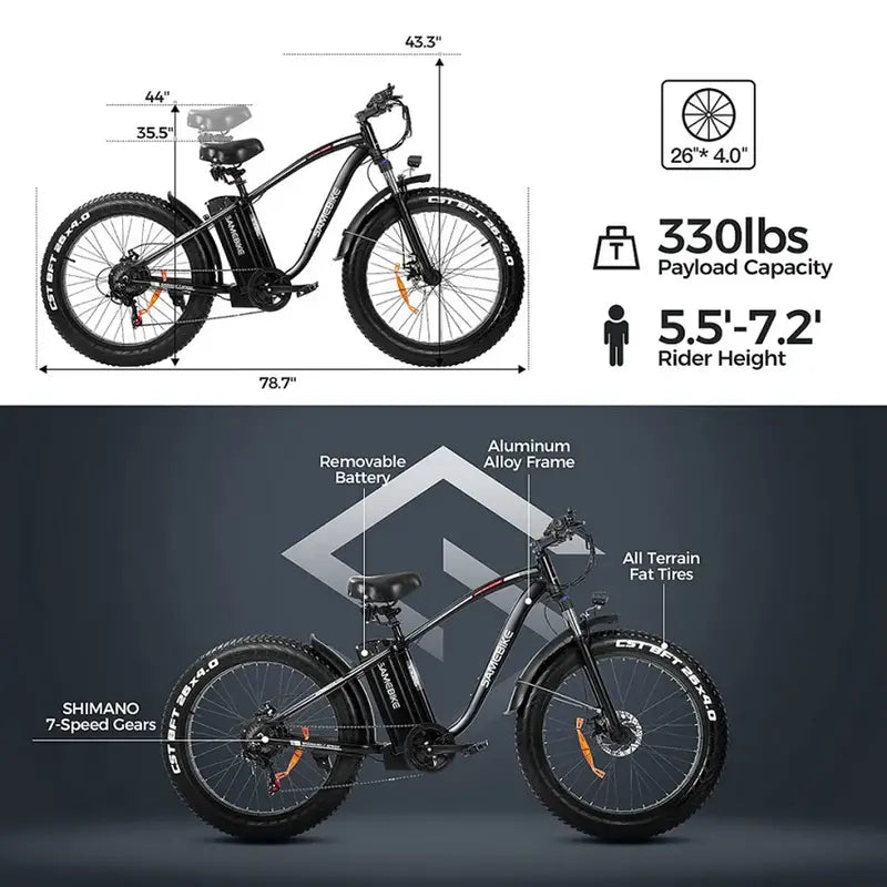 Clearance: Compact Electric Bike – 48V/15Ah Lithium Battery. Urban Commuting & Recreation Ready