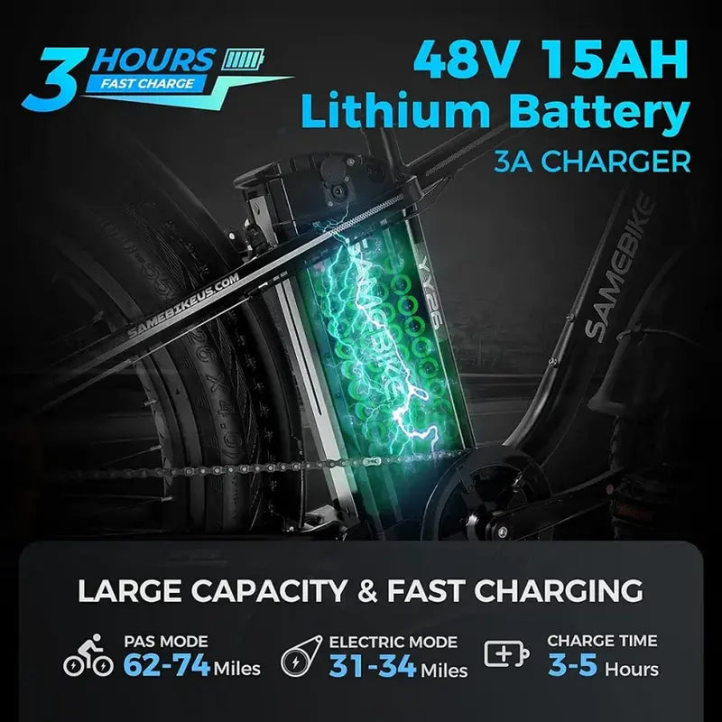 Clearance: Compact Electric Bike – 48V/15Ah Lithium Battery. Urban Commuting & Recreation Ready