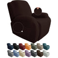 JIVINER Newest Design 4-Piece Recliner Chair Covers Recliner. Dark Coffee