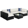 7-Piece Modular Wicker Sectional Conversation Set w/ 2 Pillows. Cover