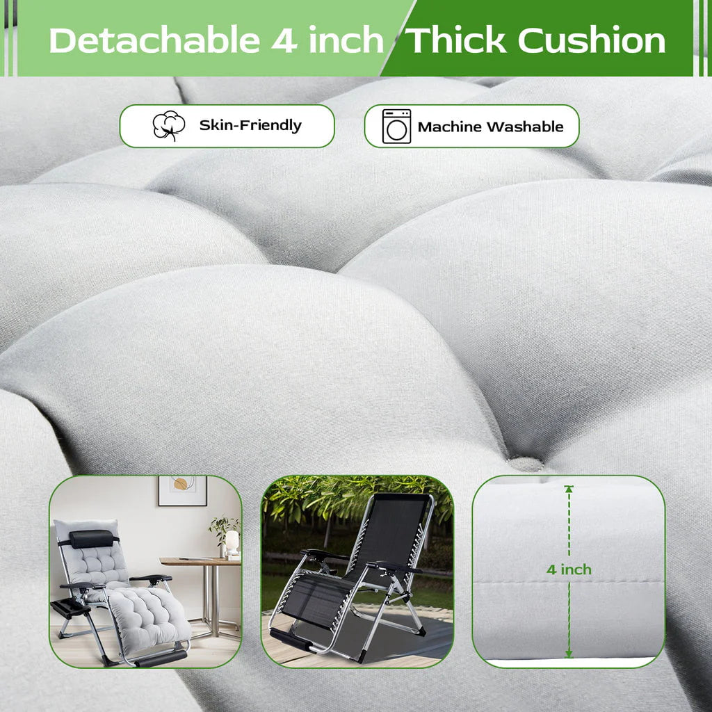 Oversized Zero Gravity Chair. VECUKTY Oversized XL Ergonomic Patio Recliner Folding Reclining Chair for Indoor and Outdoor. Gray