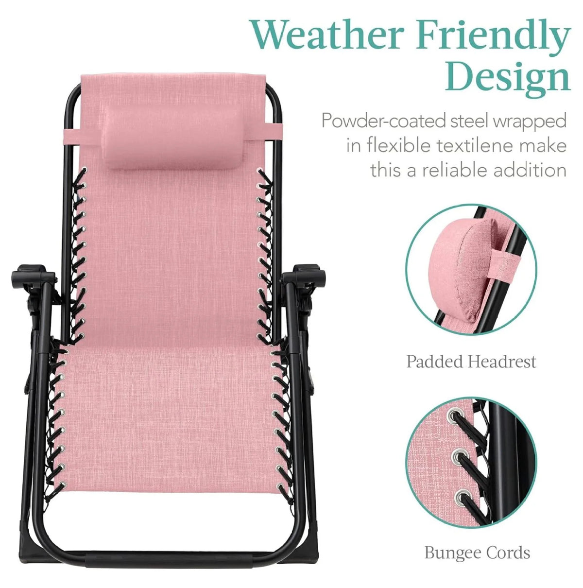 Oversized Chair. Folding Outdoor Patio Recliner. XL Anti Gravity Lounger W/Removable Cushion. Cup Holder. Side Tray. 350 lb Capacity - Taupe