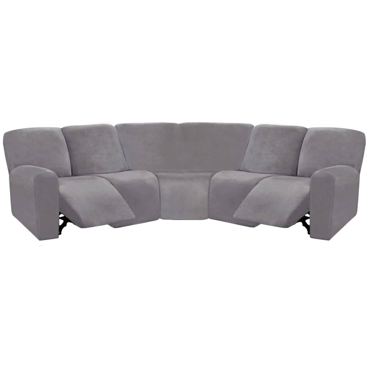 ULTICOR 7-Piece L Shape Sectional Recliner Sofa Covers. Velvet Stretch Reclining Couch Covers for Reclining L Shape Sofa. Thick. Soft. Washable