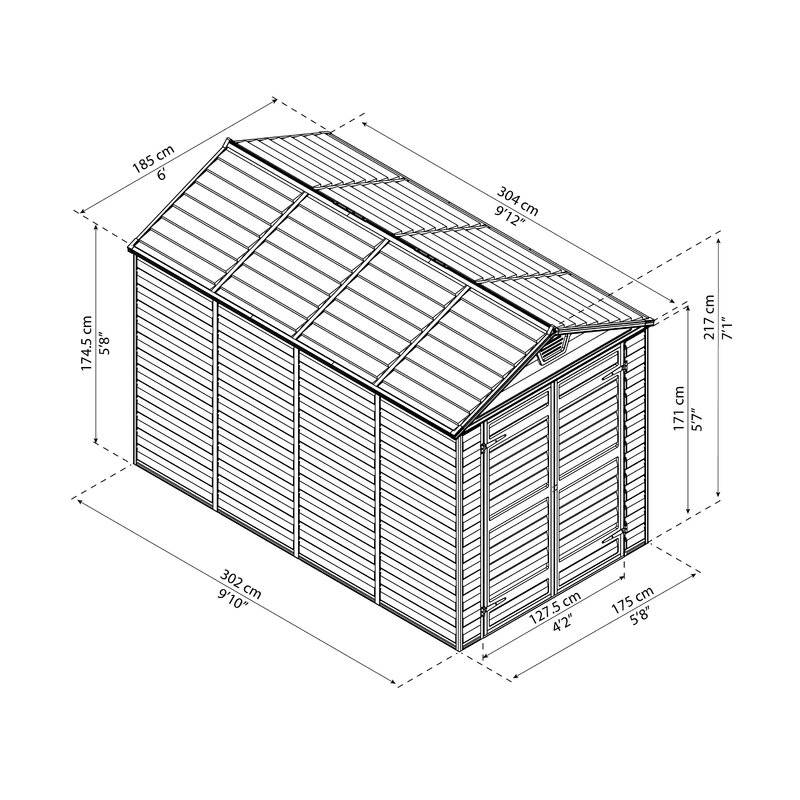 SkyLight 6 ft. W x 10 ft. D Plastic Storage Shed