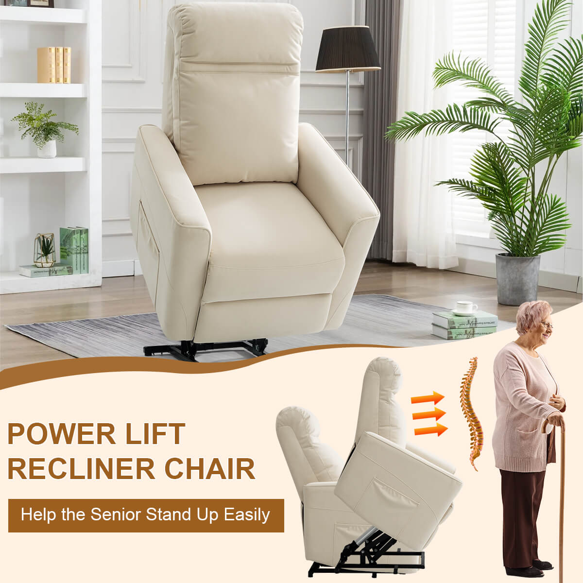 Power Lift Chair with Kneading Massage. Fabric