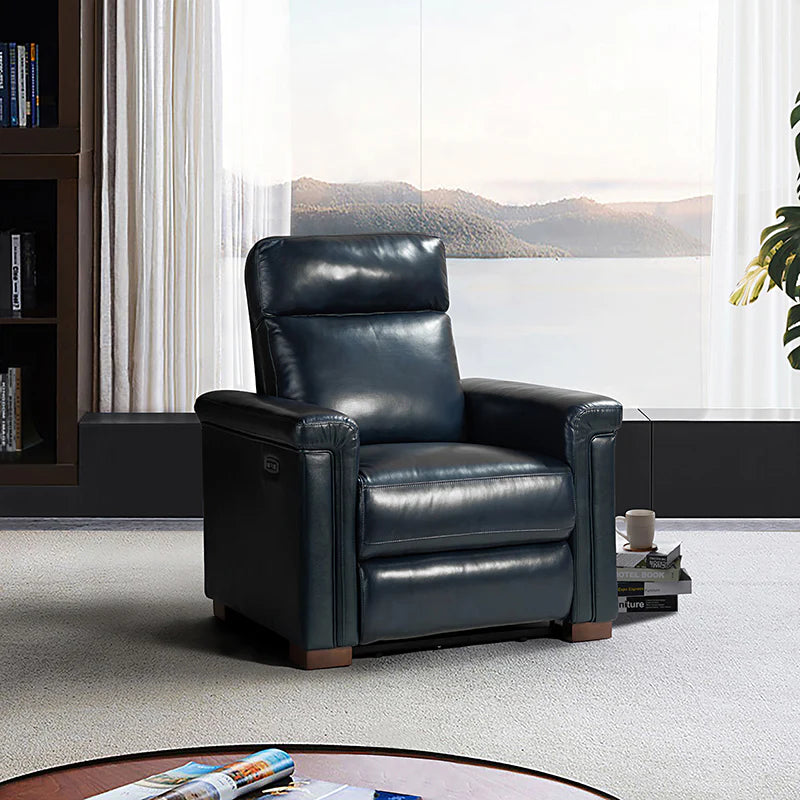 Lea 36.02 Wide Genuine Leather Power Recliner