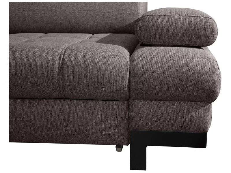 Canapé d'angle gauche/droite convertible SELVA 4 pl Tissu taupe Coffre de rangement