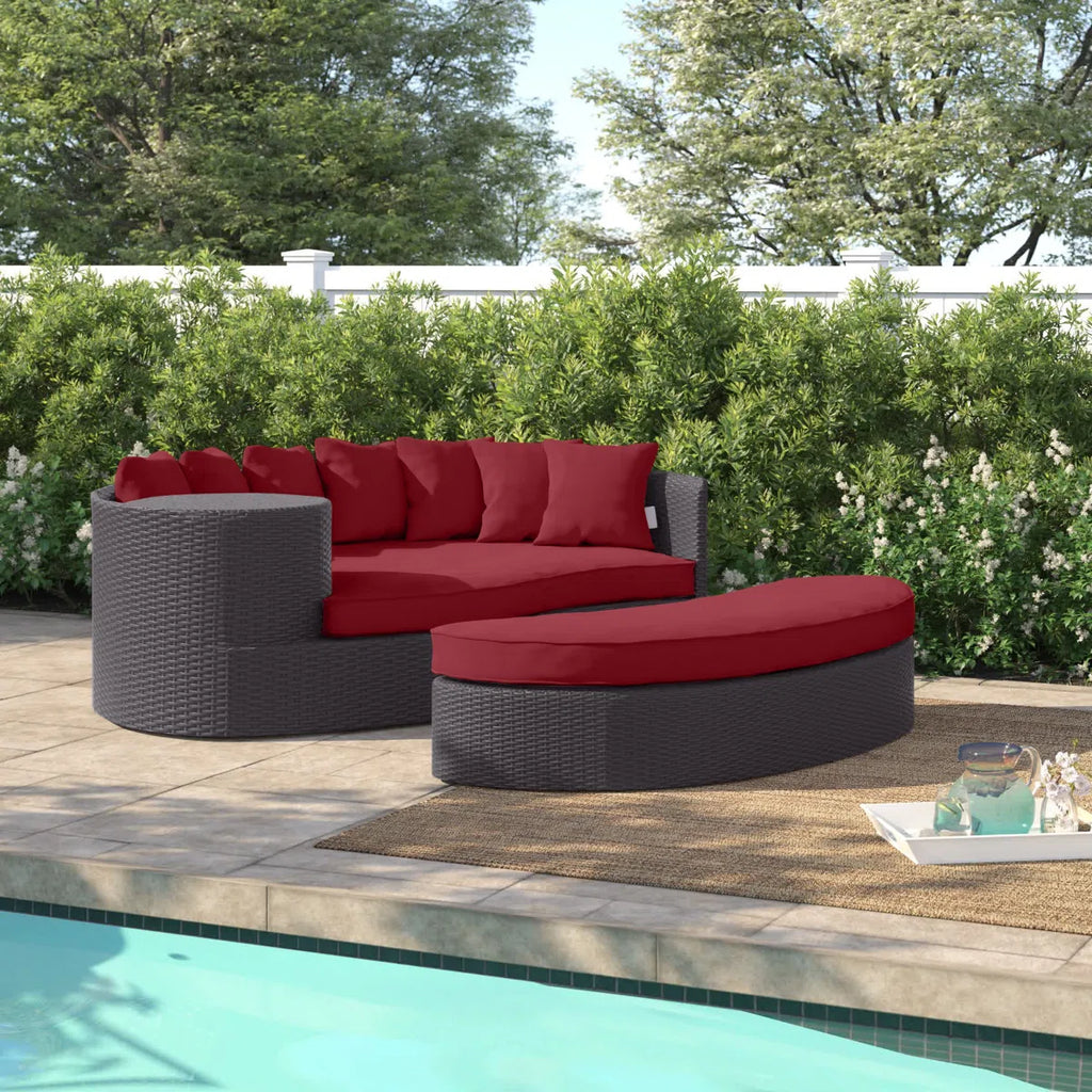Zehra 79 Wide Outdoor Wicker Patio Daybed with Cushions