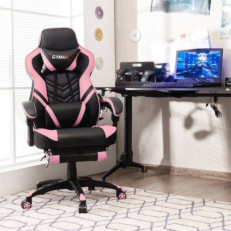 Ergonomic Gaming Chair Recliner with Footrest. Linkage Armrests & Lumbar Support. Big Wide High Back Swivel Video Gaming Office Computer Chair