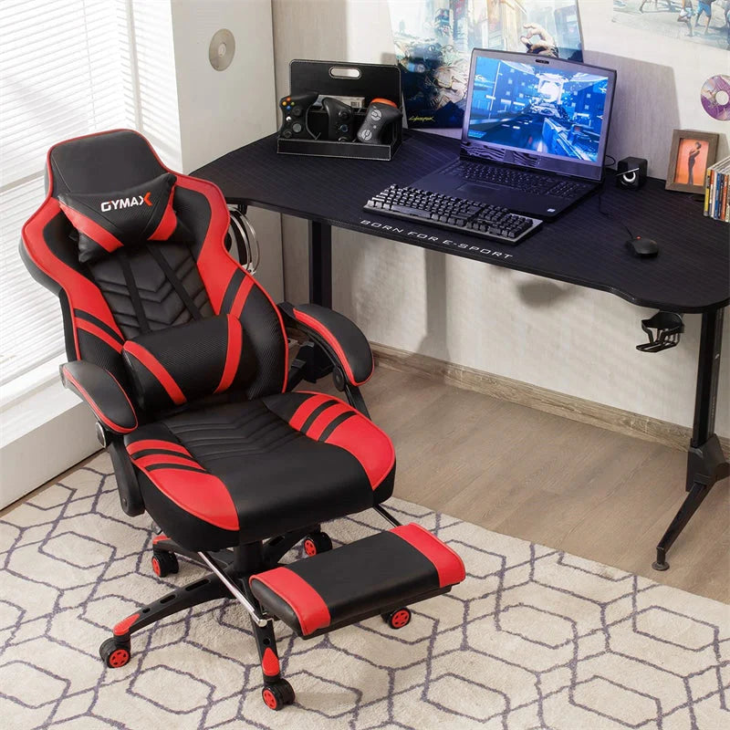 Ergonomic Gaming Chair Recliner with Footrest. Linkage Armrests & Lumbar Support. Big Wide High Back Swivel Video Gaming Office Computer Chair