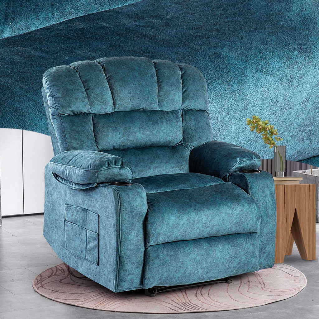 Colerline 40.9 Wide Super Soft and Oversize Modern Design Velvet Upholstered Manual Recliner Chair with Heating and Massage. Green