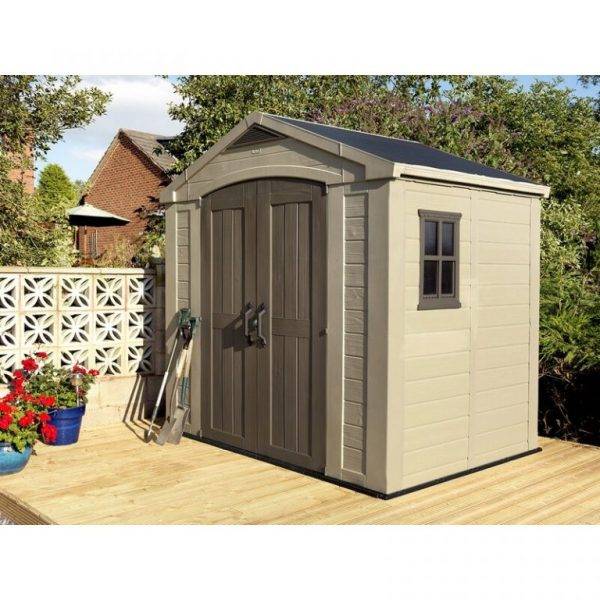 8 feet wide x 6 feet deep plastic storage shed