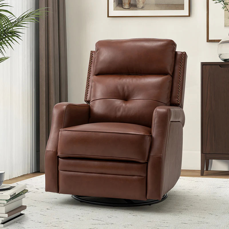 Benito 28.74 Wide Genuine Leather Swivel Rocker Recliner