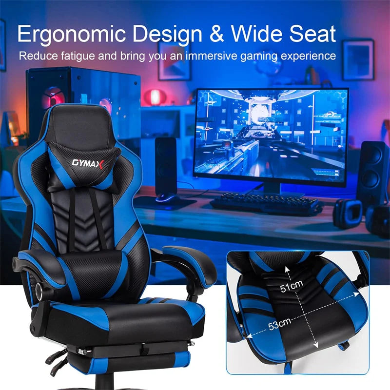 Ergonomic Gaming Chair Recliner with Footrest. Linkage Armrests & Lumbar Support. Big Wide High Back Swivel Video Gaming Office Computer Chair