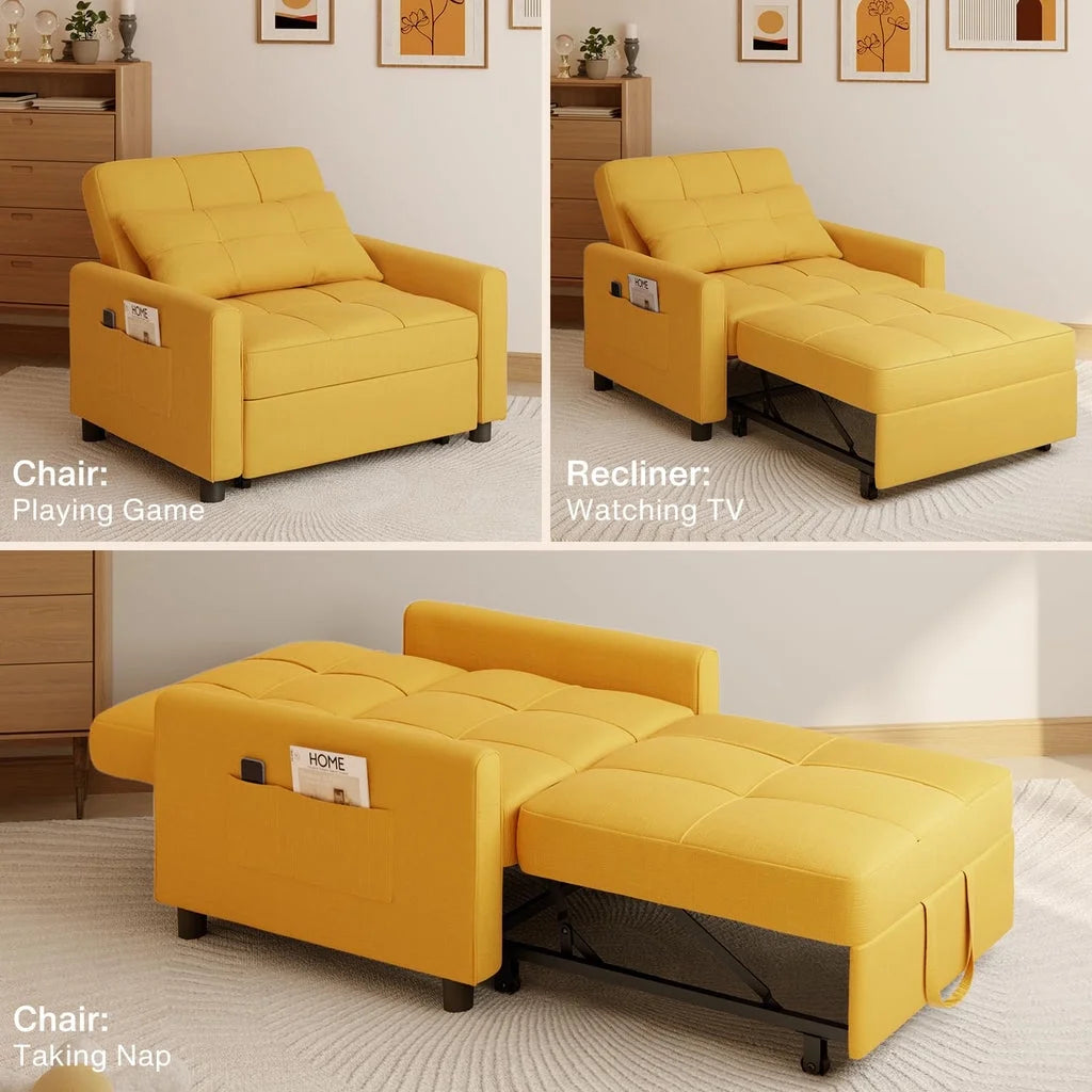 Convertible Sleeper Chair. Aiho 3 - in - 1 Convertible Sofa Bed Recliner Chair with Pull Out Couch - Dark Gray