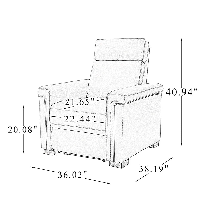 Lea 36.02 Wide Genuine Leather Power Recliner