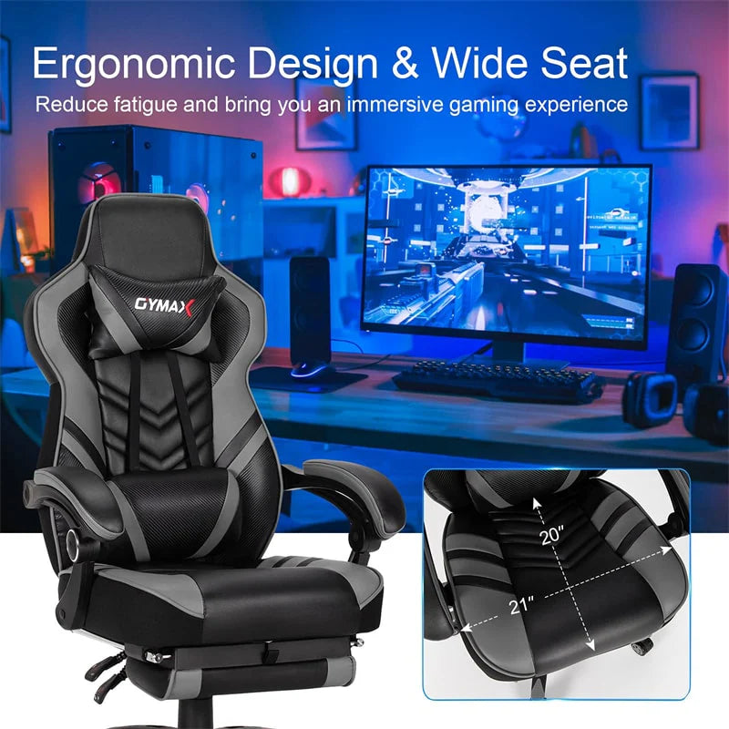 Ergonomic Gaming Chair Recliner with Footrest. Linkage Armrests & Lumbar Support. Big Wide High Back Swivel Video Gaming Office Computer Chair