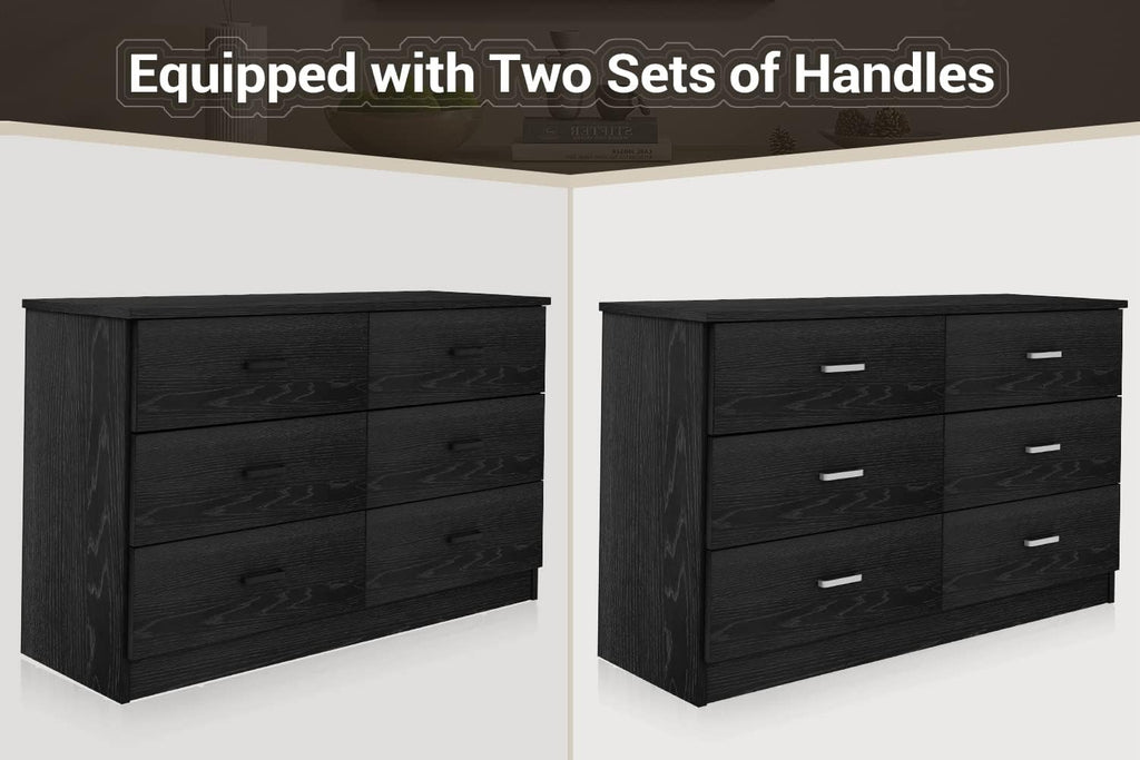 Bigbiglife Wood Dresser for Bedroom. 6 Drawer Double Dresser. Modern Chest of Drawers with Deep Drawers. Large Storage Organizer for Living Room. Closet