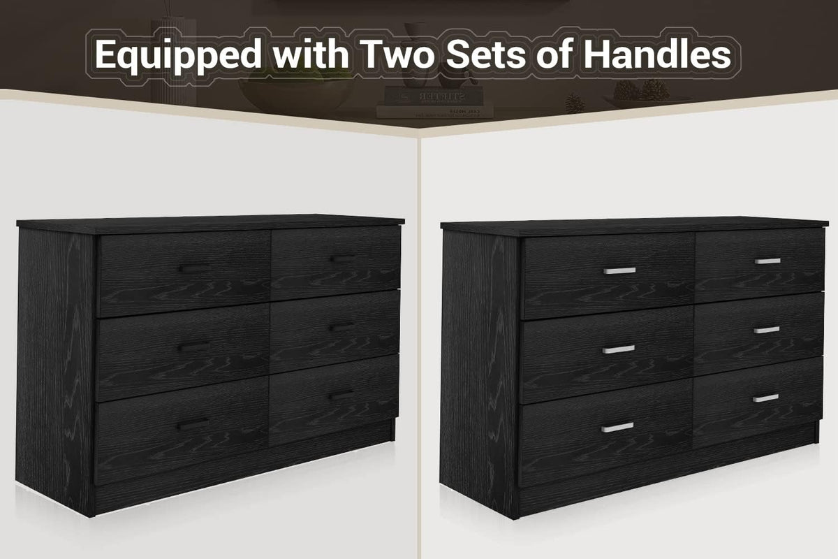 Bigbiglife Wood Dresser for Bedroom. 6 Drawer Double Dresser. Modern Chest of Drawers with Deep Drawers. Large Storage Organizer for Living Room. Closet